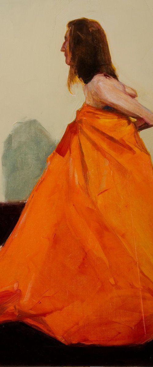 nude woman in orange by Olivier Payeur