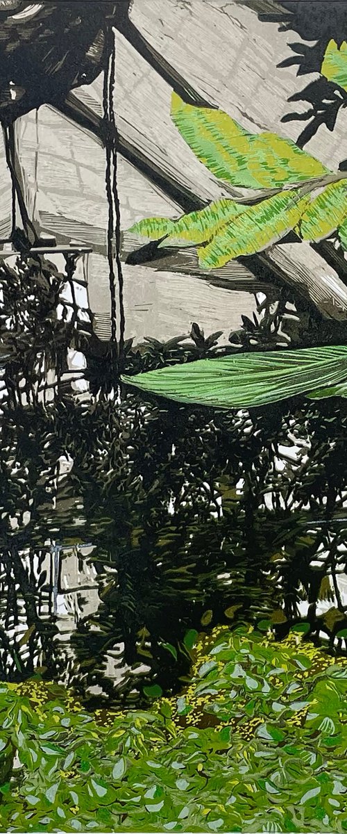 Palmhouse Linocut Print by C Staunton