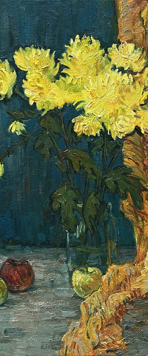 "Still life with chrysanthemums" by Oleksandra Zolotarova