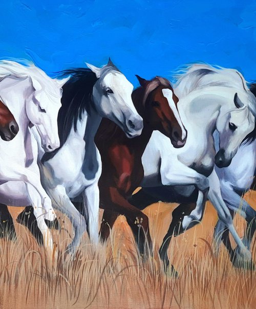Seven Horses by Athaang Art