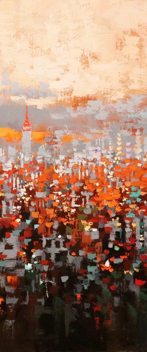 New York 18 Autumn Sundown by Chin H Shin