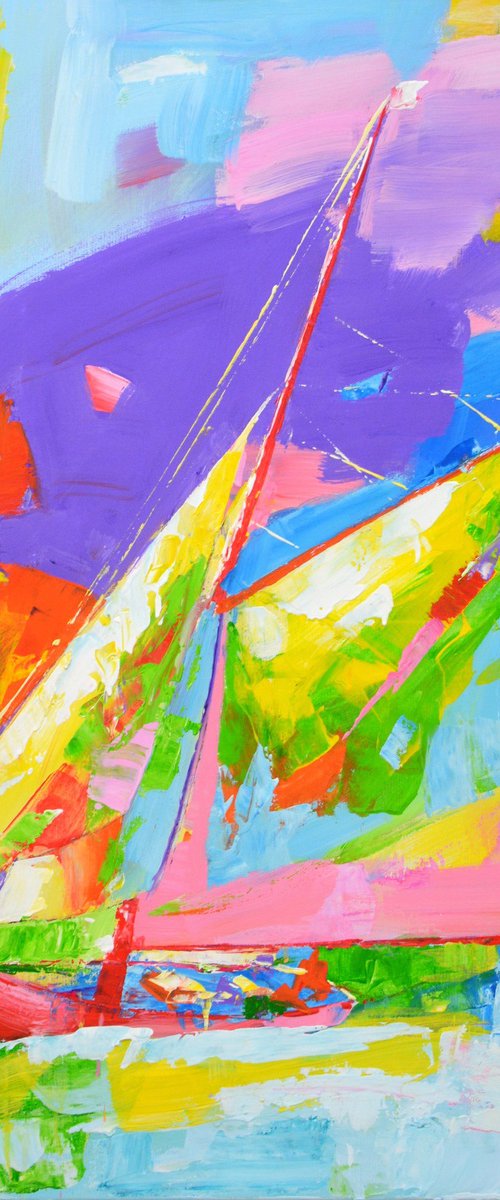 Yacht with a sail. by Iryna Kastsova