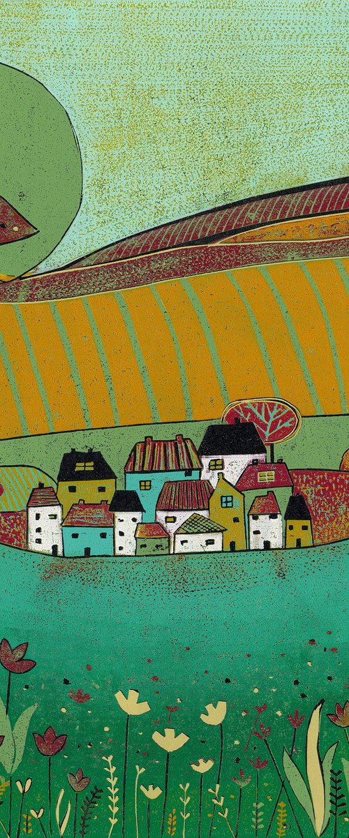 Spring in Bloom Linocut by Layla Khani (aka Laylart)