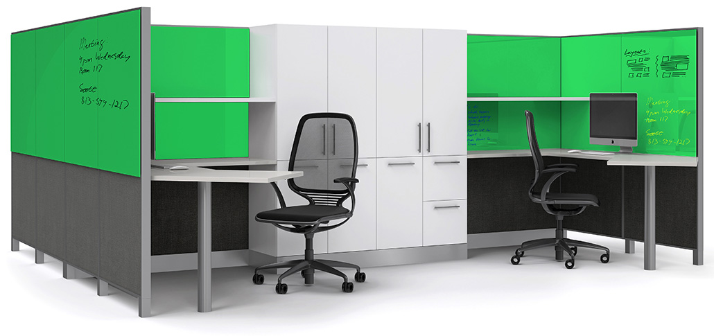 Clarus Adapt Green Glass in Office Cubicle