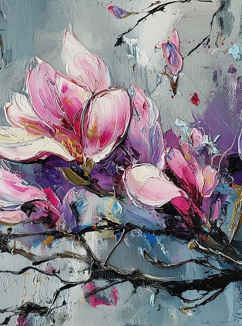 Magnolias on Beige by Mily Art